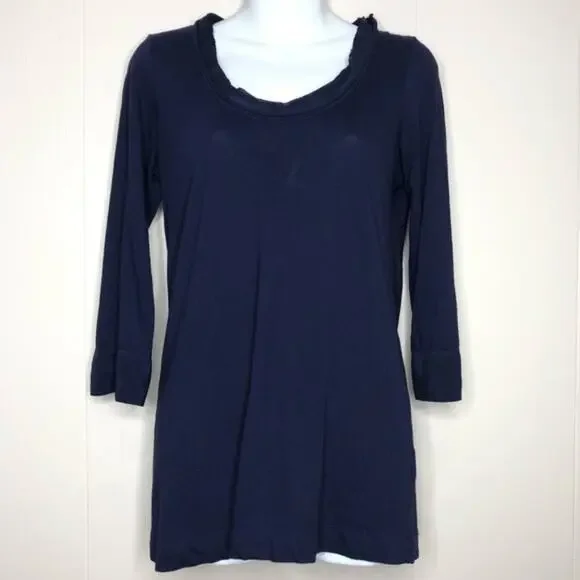 THEORY Navy Blue Top Womens Small Basics Timeless Normcore Corpcore Capsule Chic - Picture 1 of 7